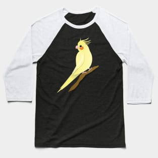 A yellow cockatiel perched on a branch Baseball T-Shirt